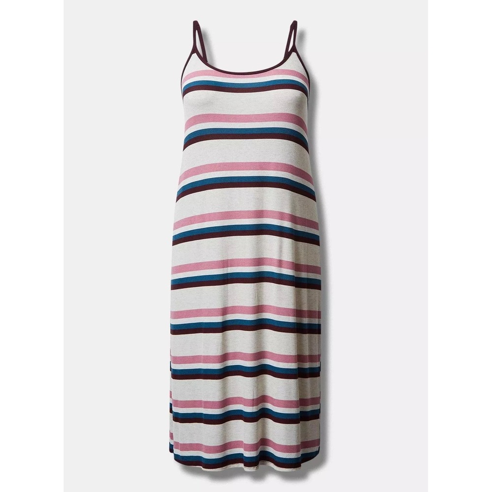 Torrid Super Soft Light Rib Knit Cami Striped Lounge Gown Size 00 / Womens M(10)